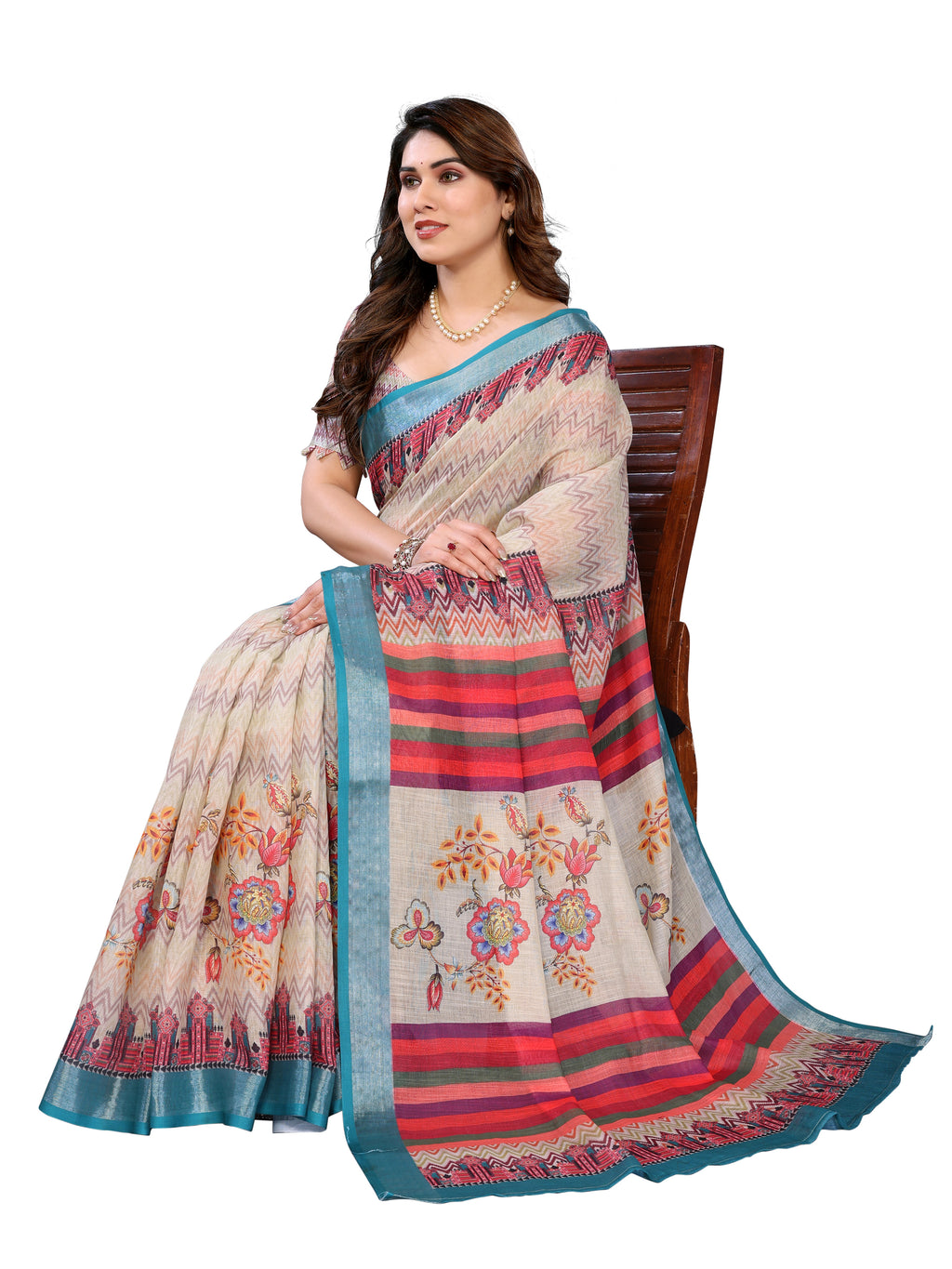 Crepe Silk Saree with Printed Design | Contemporary Ethnic
