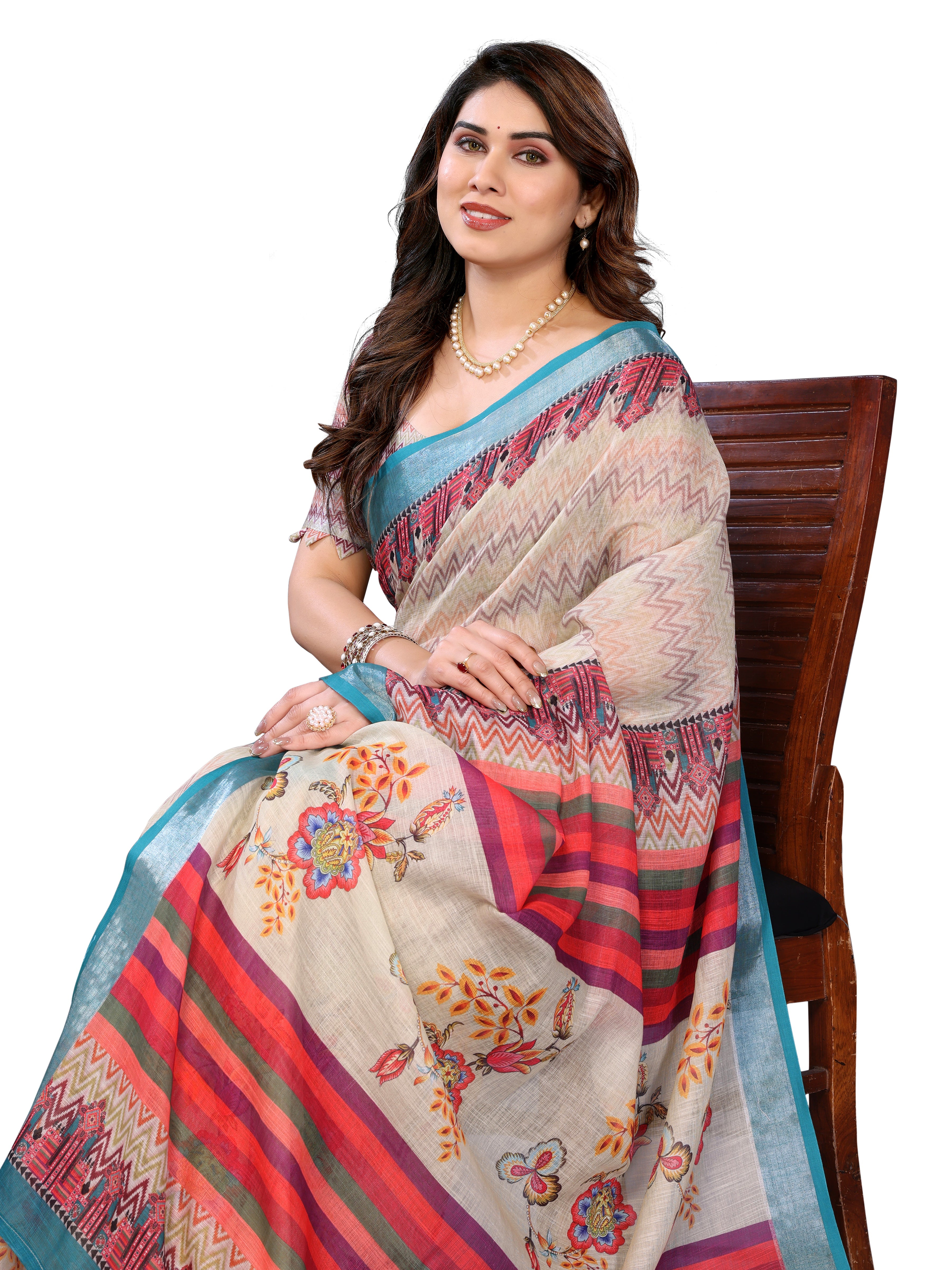 Crepe Silk Saree with Printed Design | Contemporary Ethnic