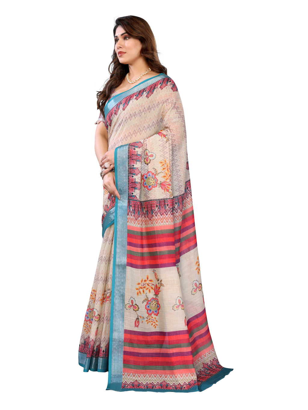 Crepe Silk Saree with Printed Design | Contemporary Ethnic