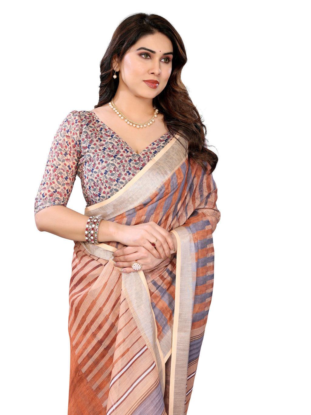 Chanderi Silk Saree with Block Print | Festive Occasion Wear