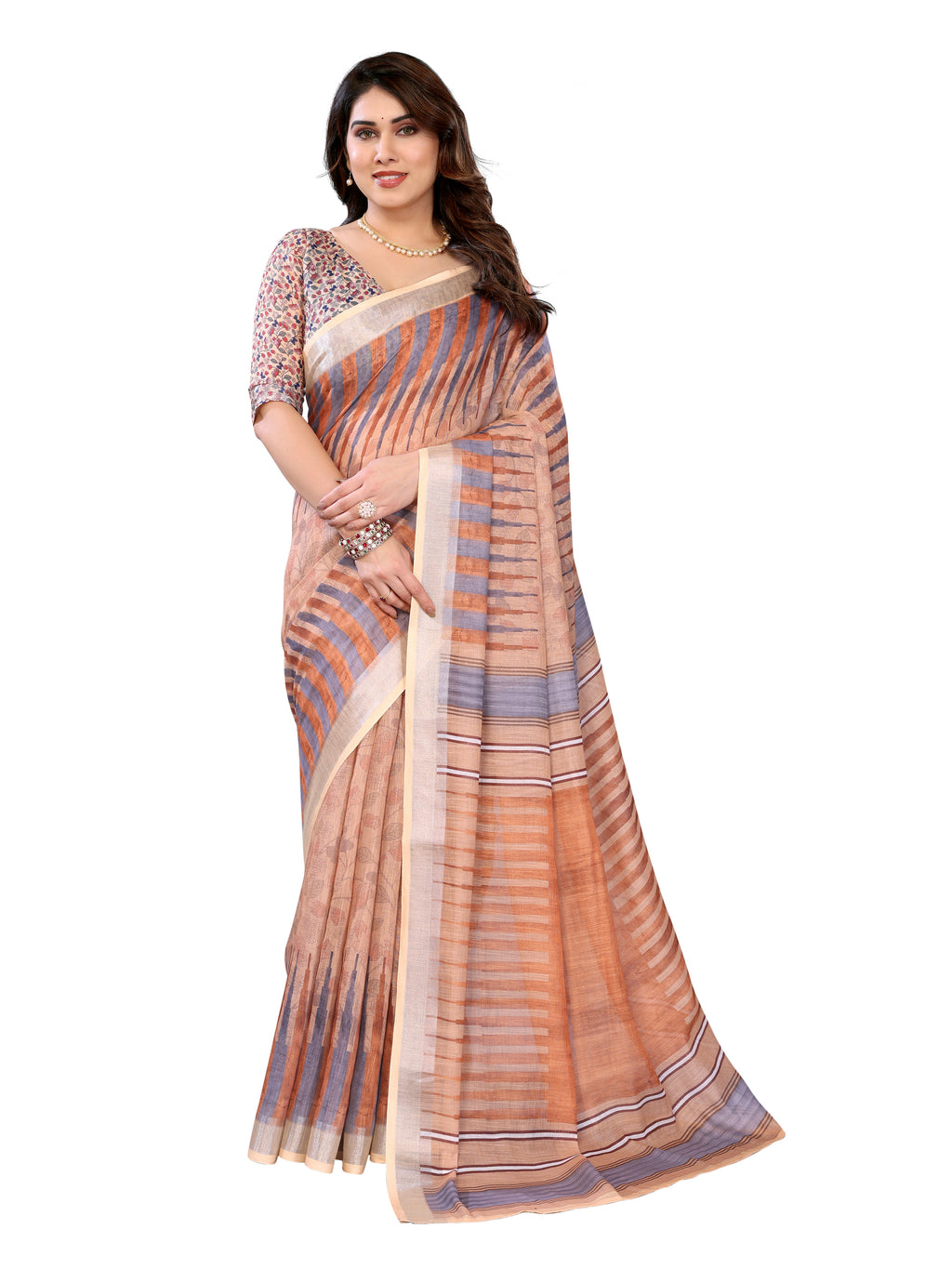 Chanderi Silk Saree with Block Print | Festive Occasion Wear