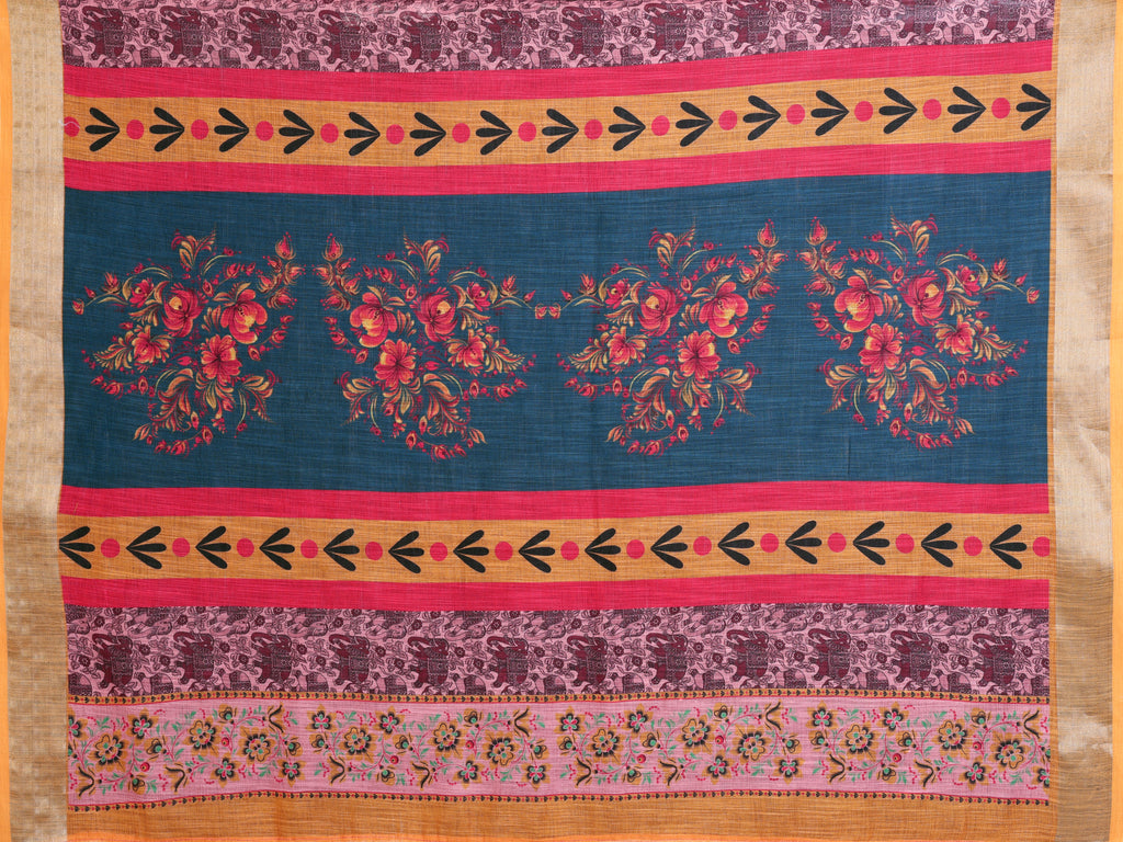 Linen Saree with Contrast Border | Casual & Office Wear