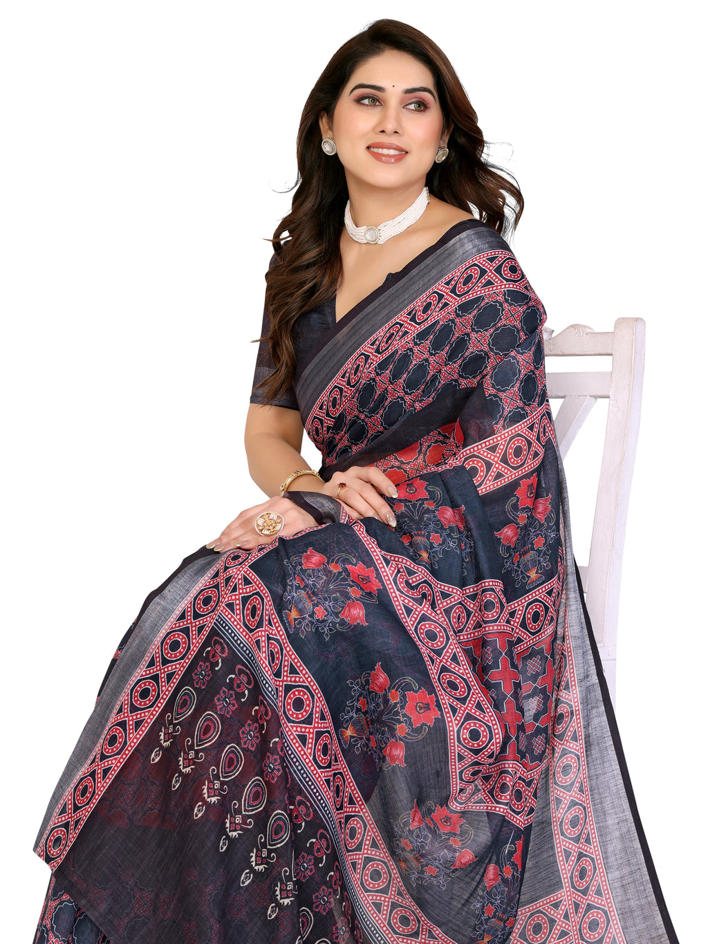 Bandhani Saree with Zari Border | Gujarati Festive Tradition