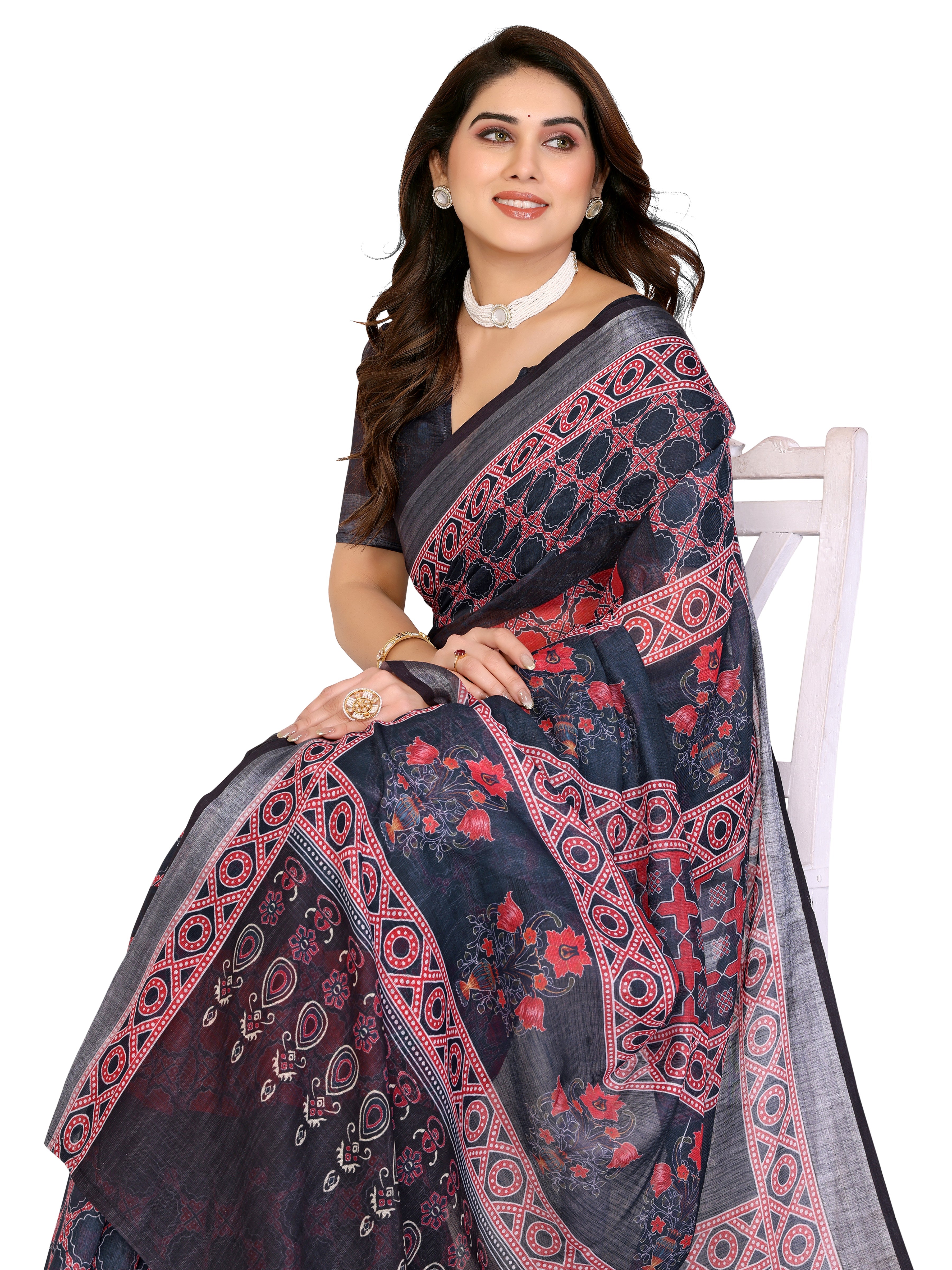 Bandhani Saree with Zari Border | Gujarati Festive Tradition