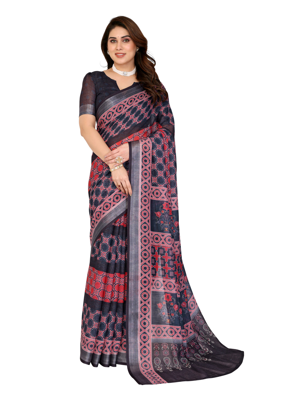 Bandhani Saree with Zari Border | Gujarati Festive Tradition