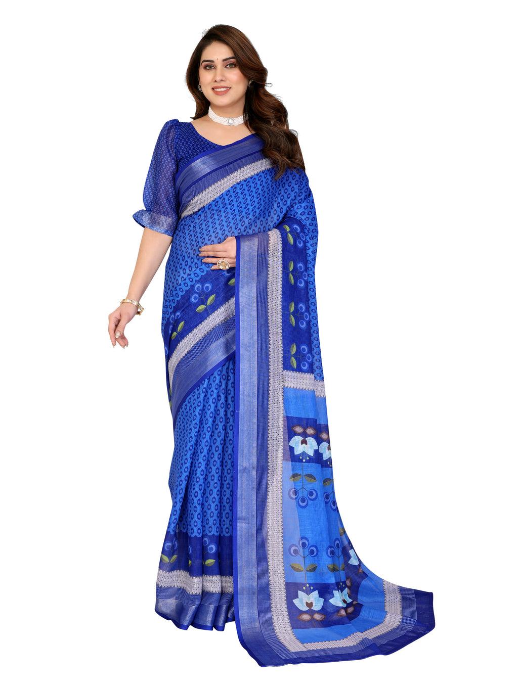 Soft Silk Saree with Floral Print | Festive & Wedding Wear