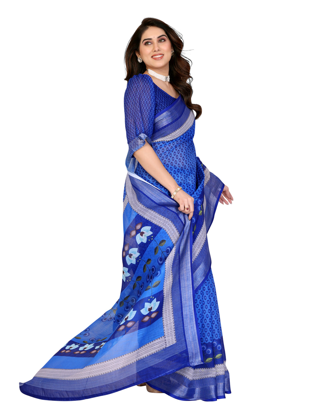 Soft Silk Saree with Floral Print | Festive & Wedding Wear
