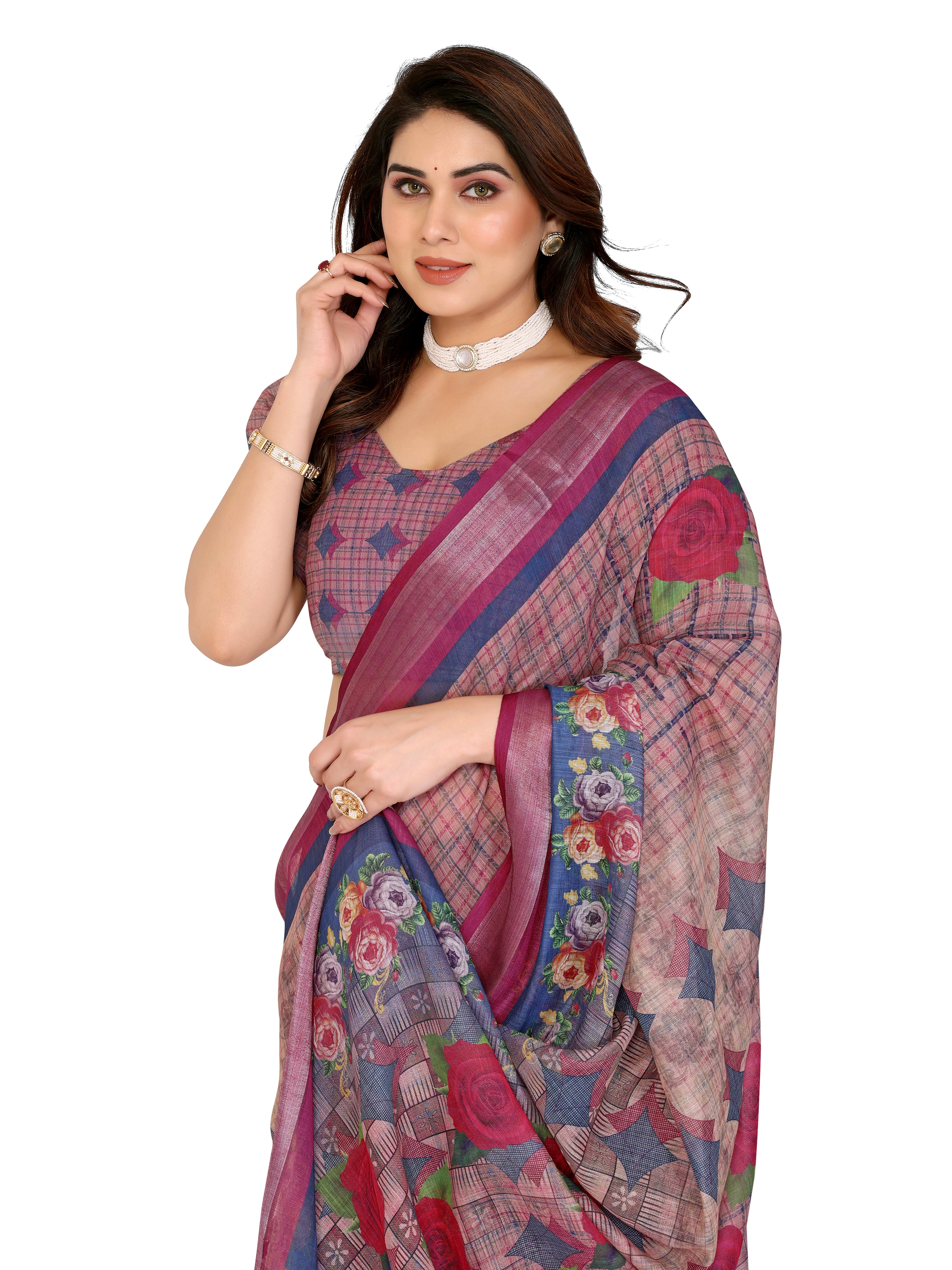 Net Saree with Embroidered Blouse Piece | Bridal Reception