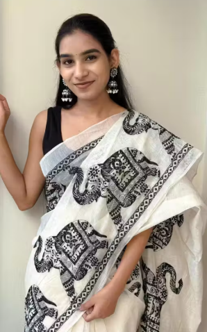 Lugade Saree with Contrast Blouse | Maharashtrian Festival