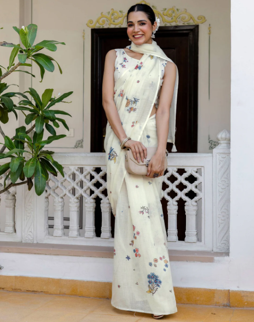 Muga Silk Saree with Mekhela Style | Assamese Traditional