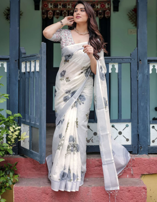 Satin Saree with Embellished Border | Glamour Party Wear
