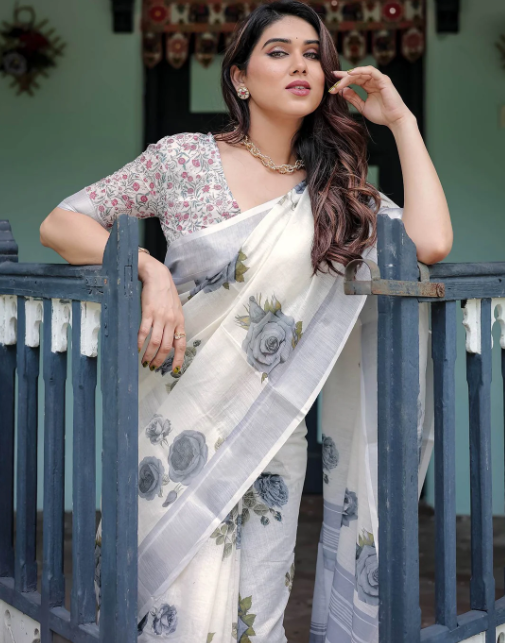 Satin Saree with Embellished Border | Glamour Party Wear