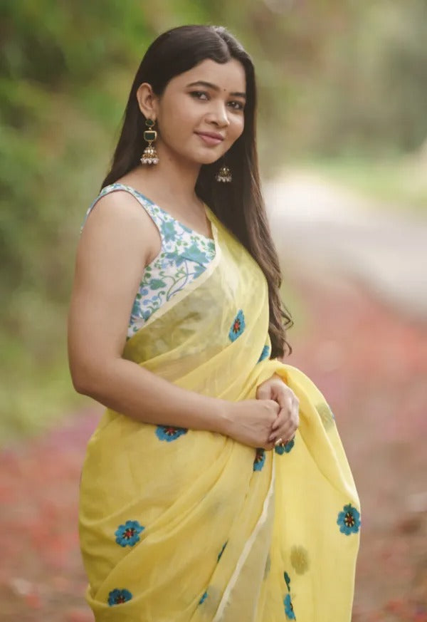 Georgette Saree with Embroidered Border | Party & Function Wear
