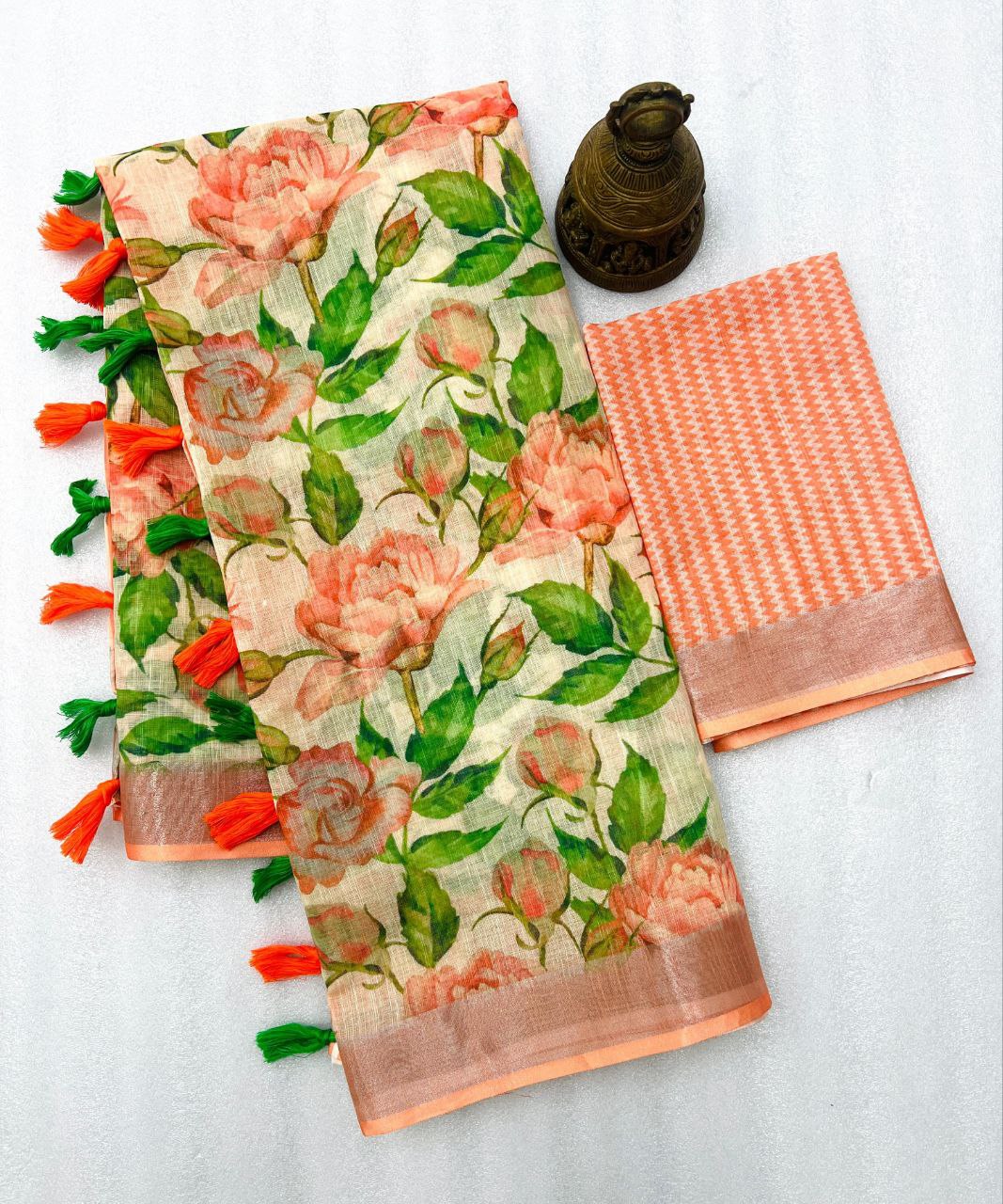 Kota Doria Saree with Block Print | Lightweight Summer Wear