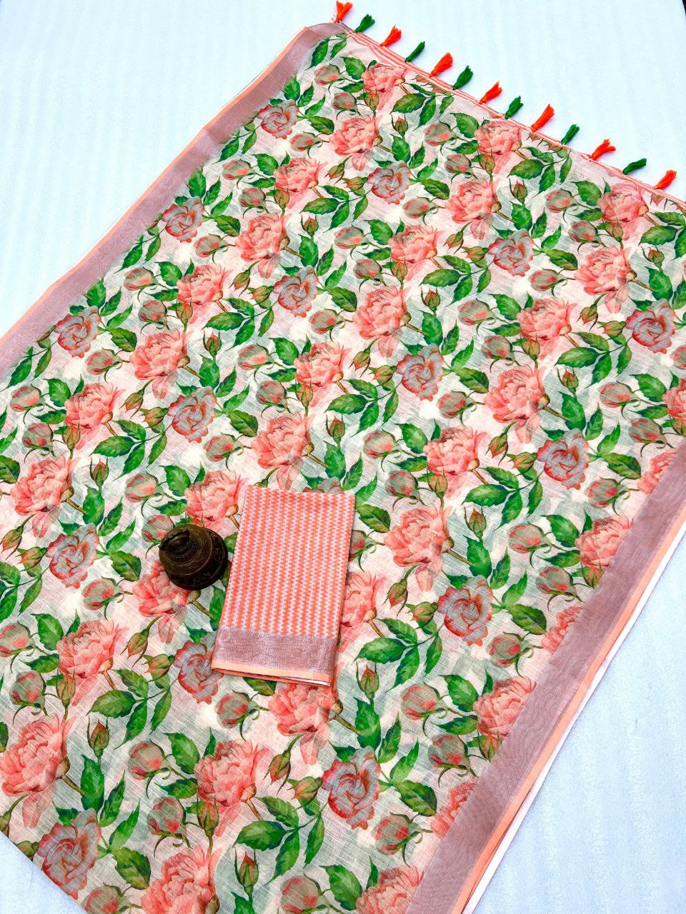 Kota Doria Saree with Block Print | Lightweight Summer Wear