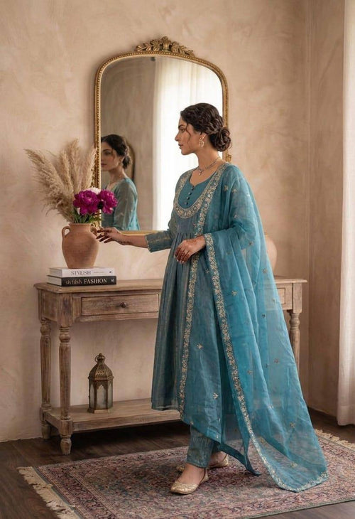 Angrakha Style Kurti with Pant | Royal Ethnic Occasion Wear