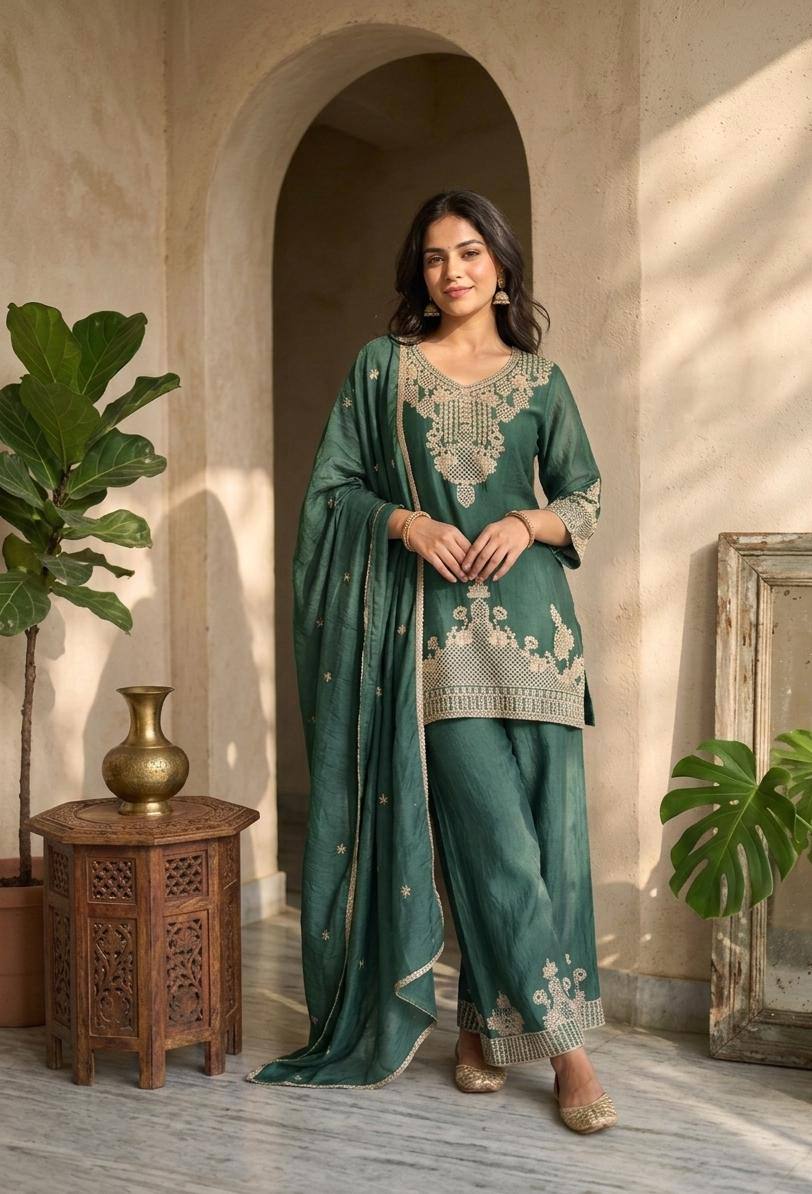 Kantha Stitch Kurti with Pant | Bengali Handcrafted Ethnic