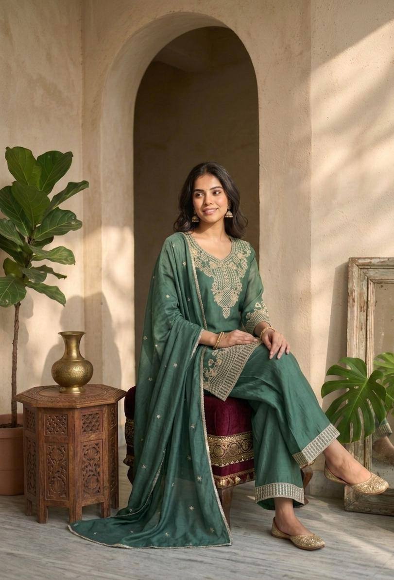 Kantha Stitch Kurti with Pant | Bengali Handcrafted Ethnic