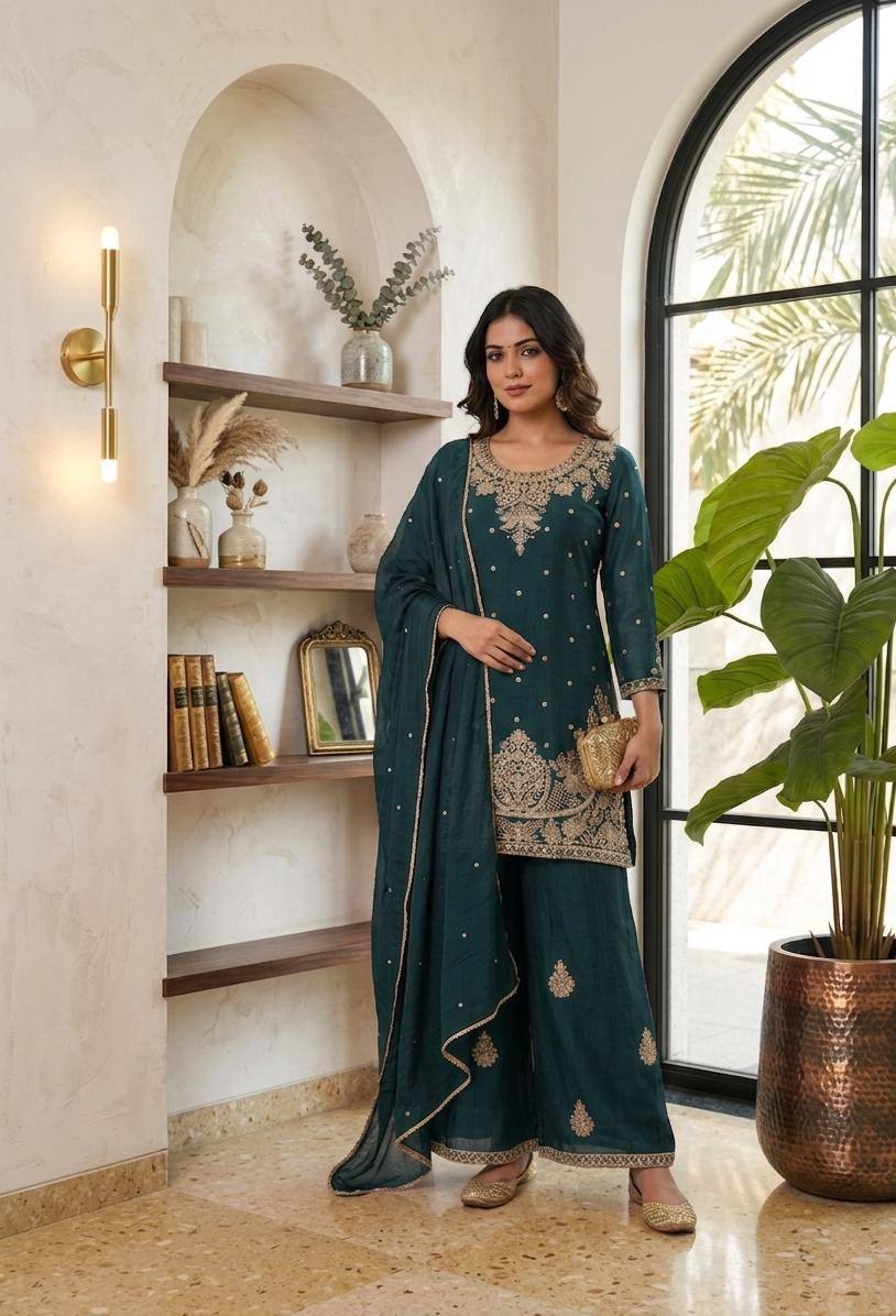 Chanderi Kurti Pant Set | Premium Festive & Occasion Wear