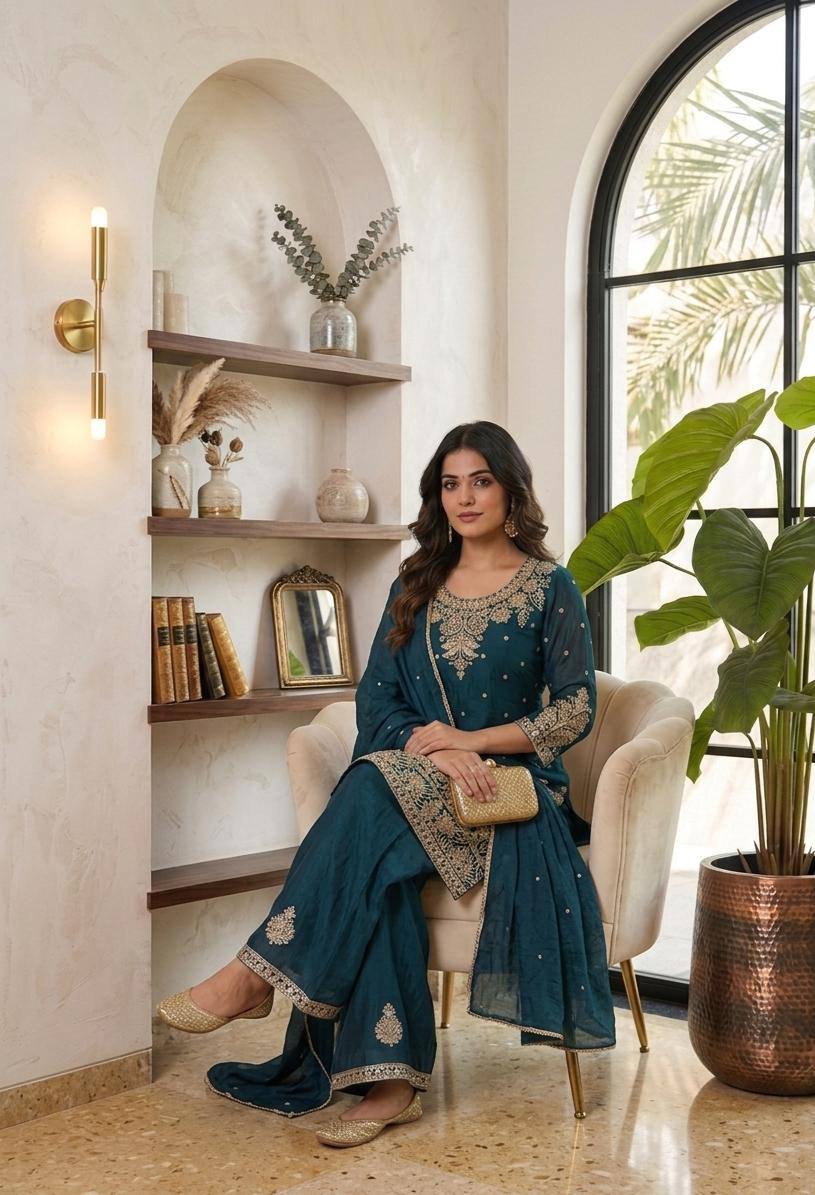 Chanderi Kurti Pant Set | Premium Festive & Occasion Wear