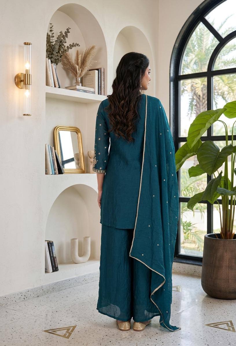 Chanderi Kurti Pant Set | Premium Festive & Occasion Wear
