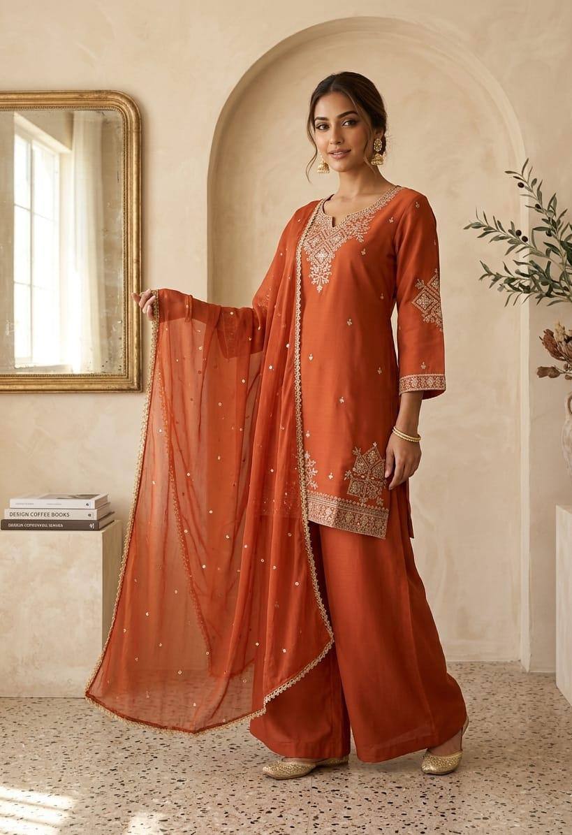Embroidery Work Kurti with Pant | Festive Occasion Ethnic Wear