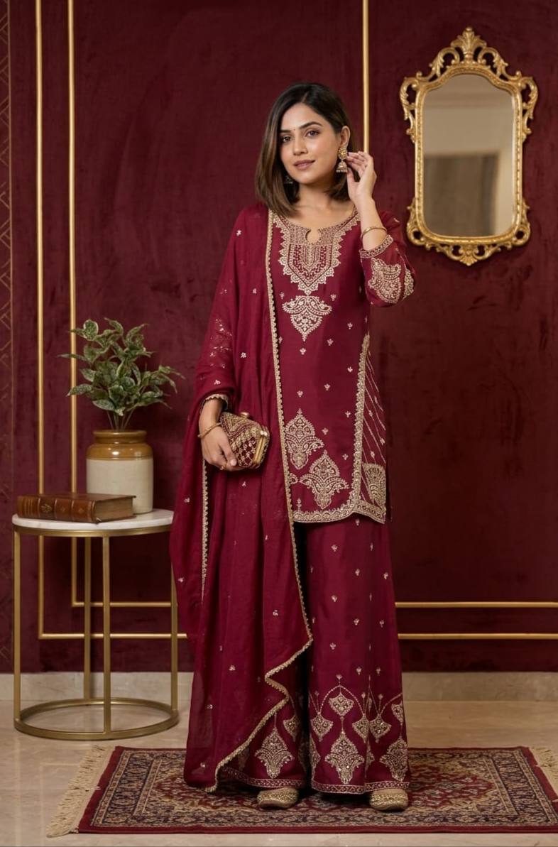 Georgette Kurti with Pant | Graceful Party & Function Wear