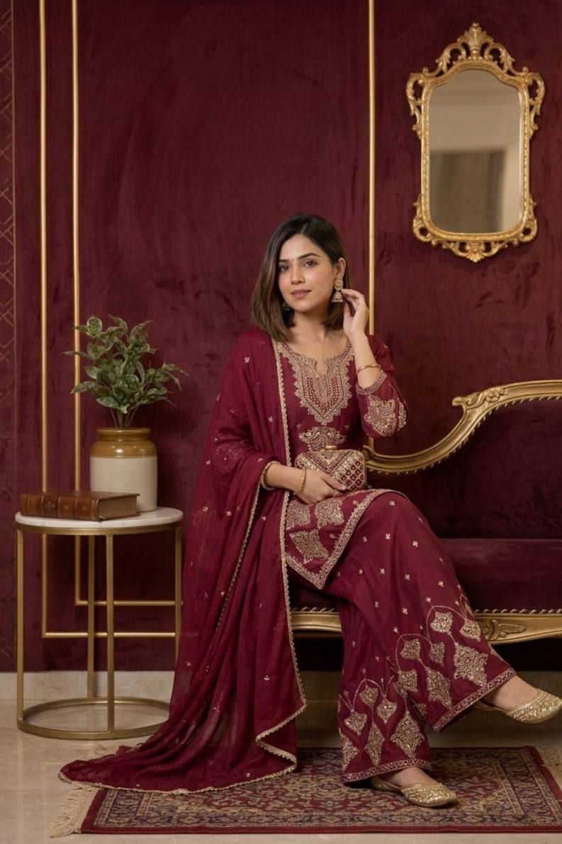 Georgette Kurti with Pant | Graceful Party & Function Wear