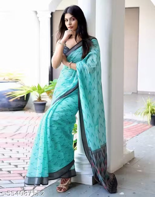 Chanderi Silk Saree with Block Print | Festive Occasion Wear