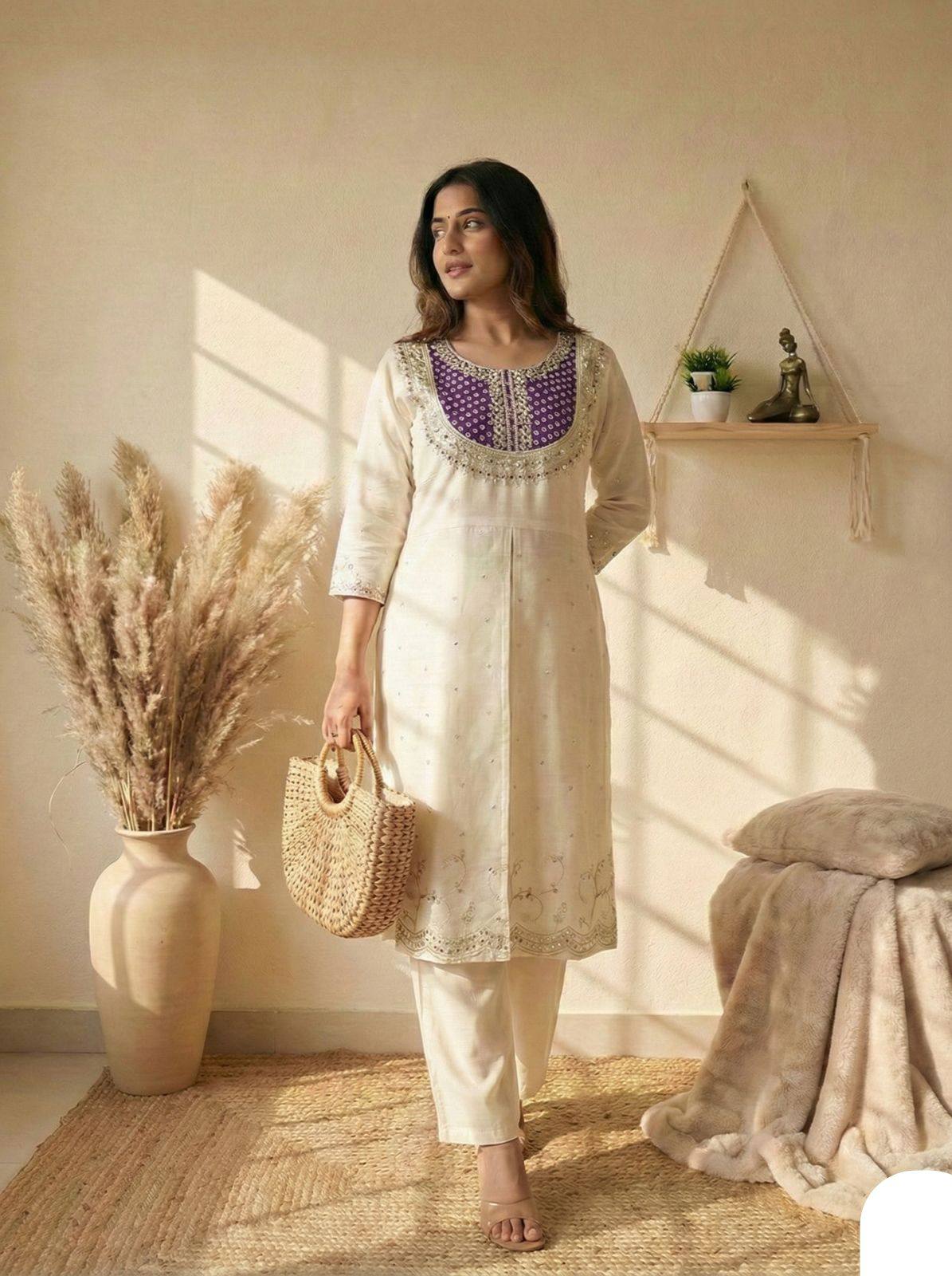 Georgette Kurti with Pant | Graceful Party & Function Wear