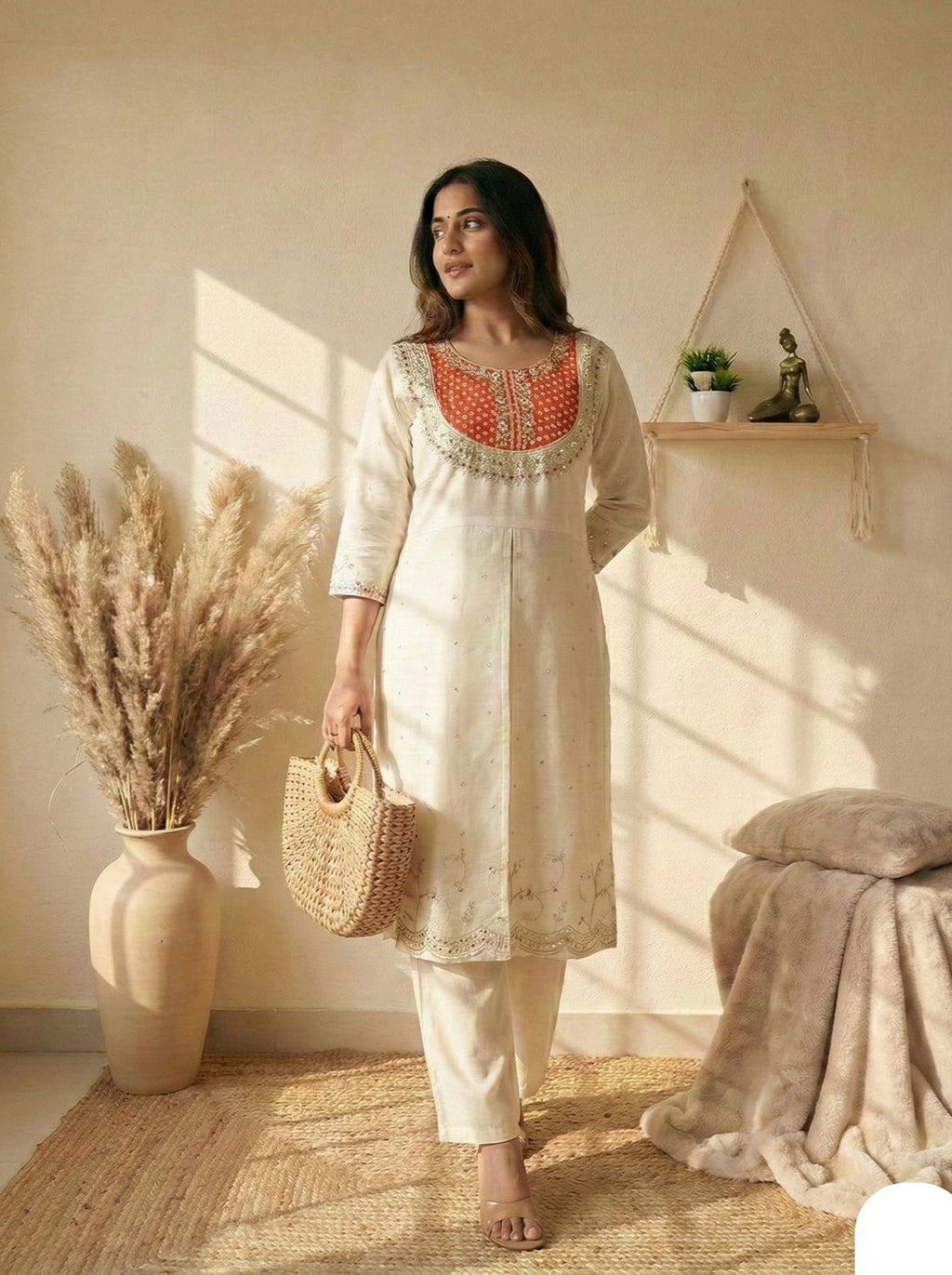 Embroidery Work Kurti with Pant | Festive Occasion Ethnic Wear