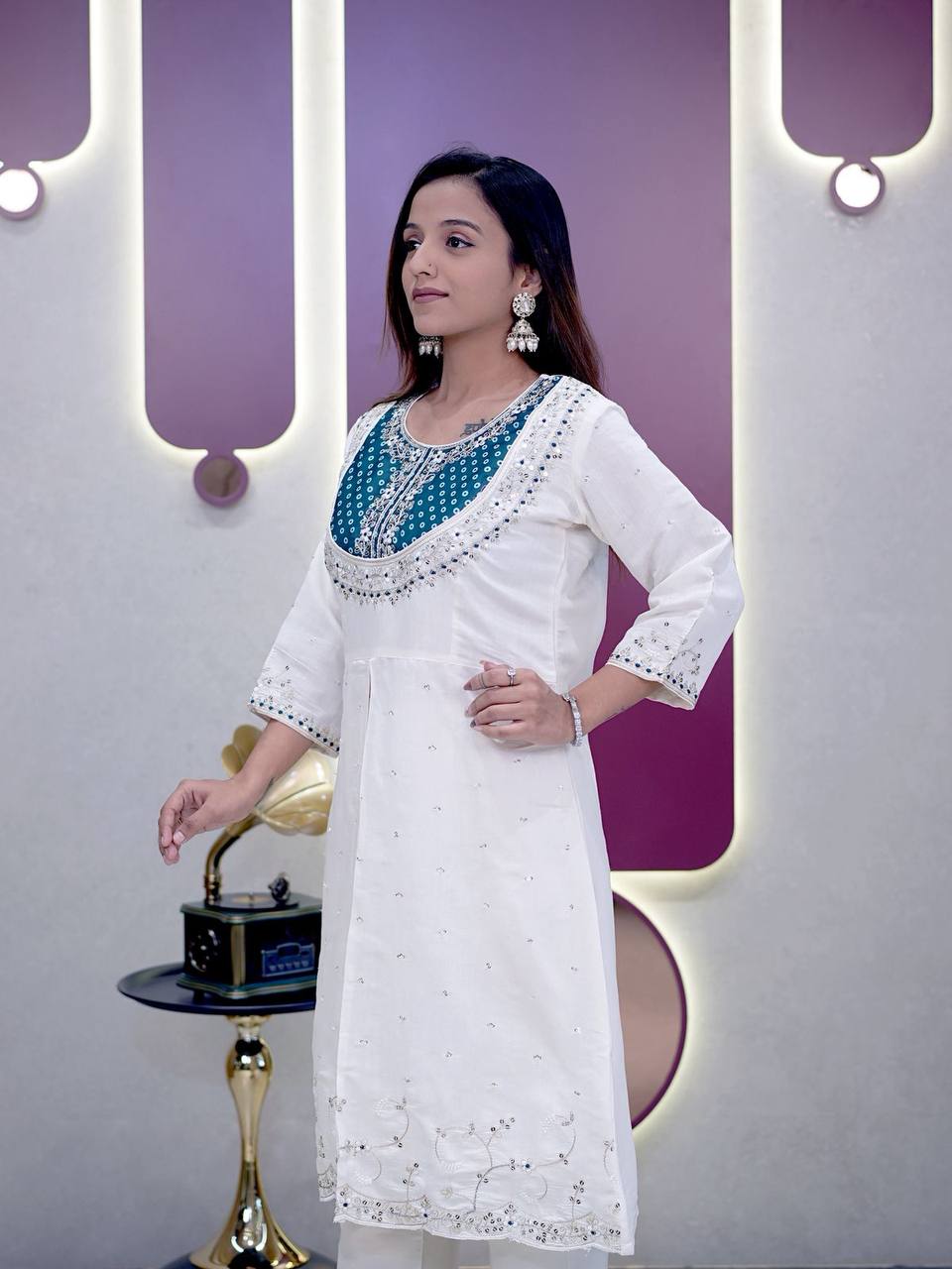 Embroidered Straight Kurti with Pant | Traditional Women Wear
