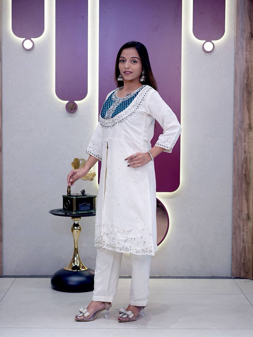 Embroidered Straight Kurti with Pant | Traditional Women Wear