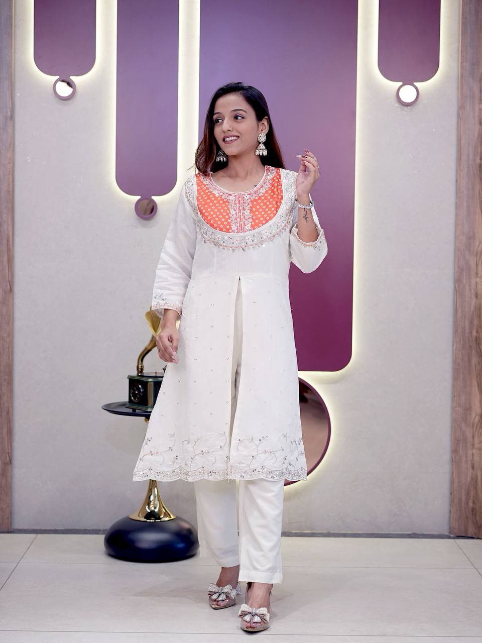 Angrakha Style Kurti with Pant | Royal Ethnic Occasion Wear