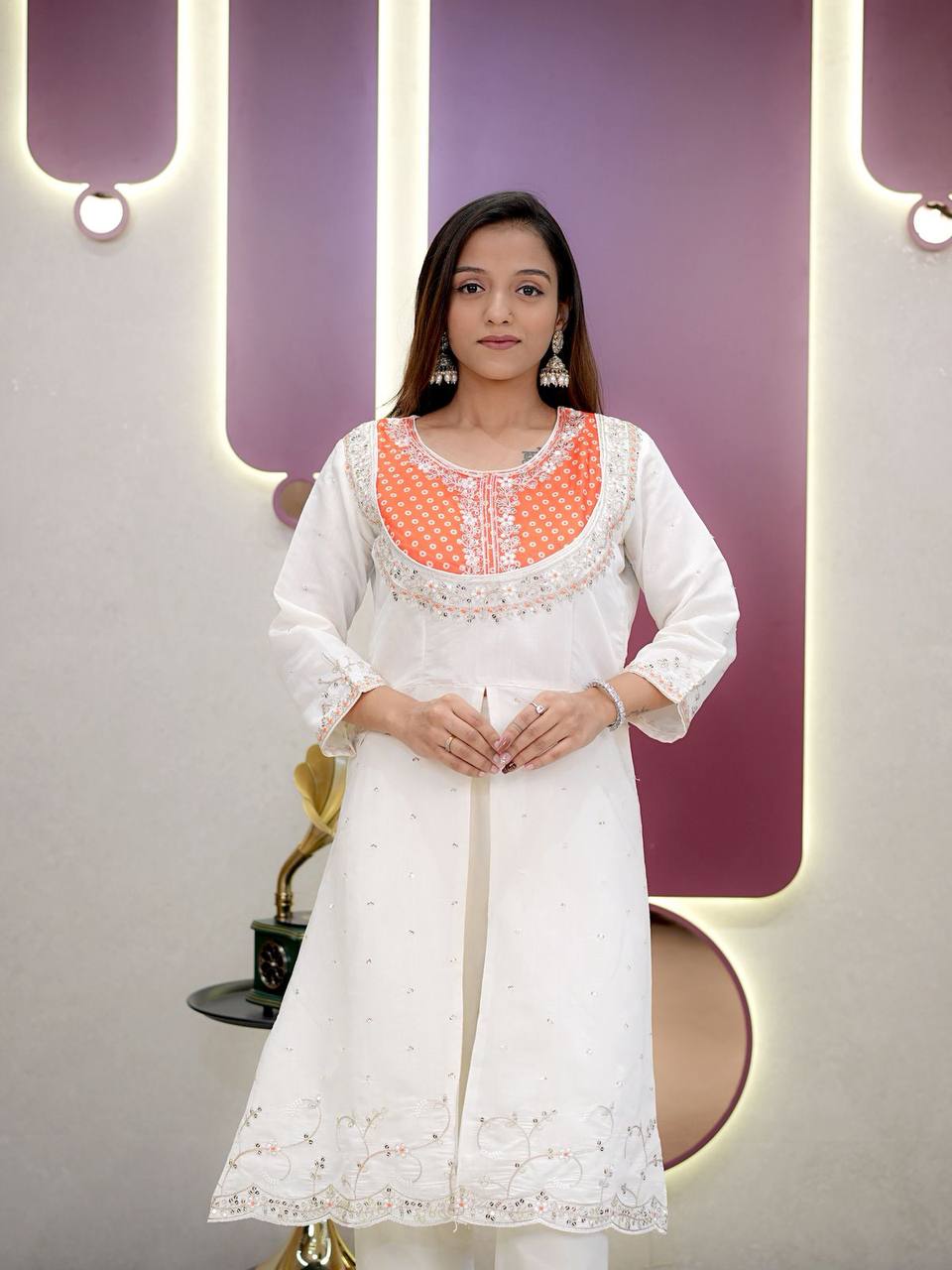 Angrakha Style Kurti with Pant | Royal Ethnic Occasion Wear