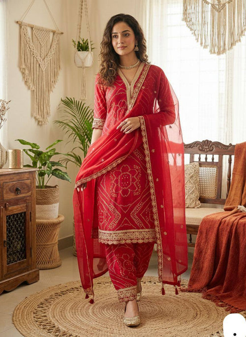 Bandhani Kurti Pant Set | Vibrant Festive Traditional Wear