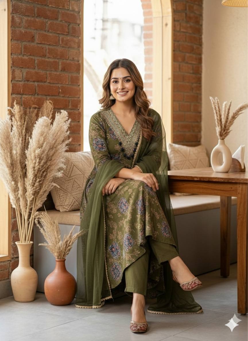 Kantha Stitch Kurti with Pant | Bengali Handcrafted Ethnic
