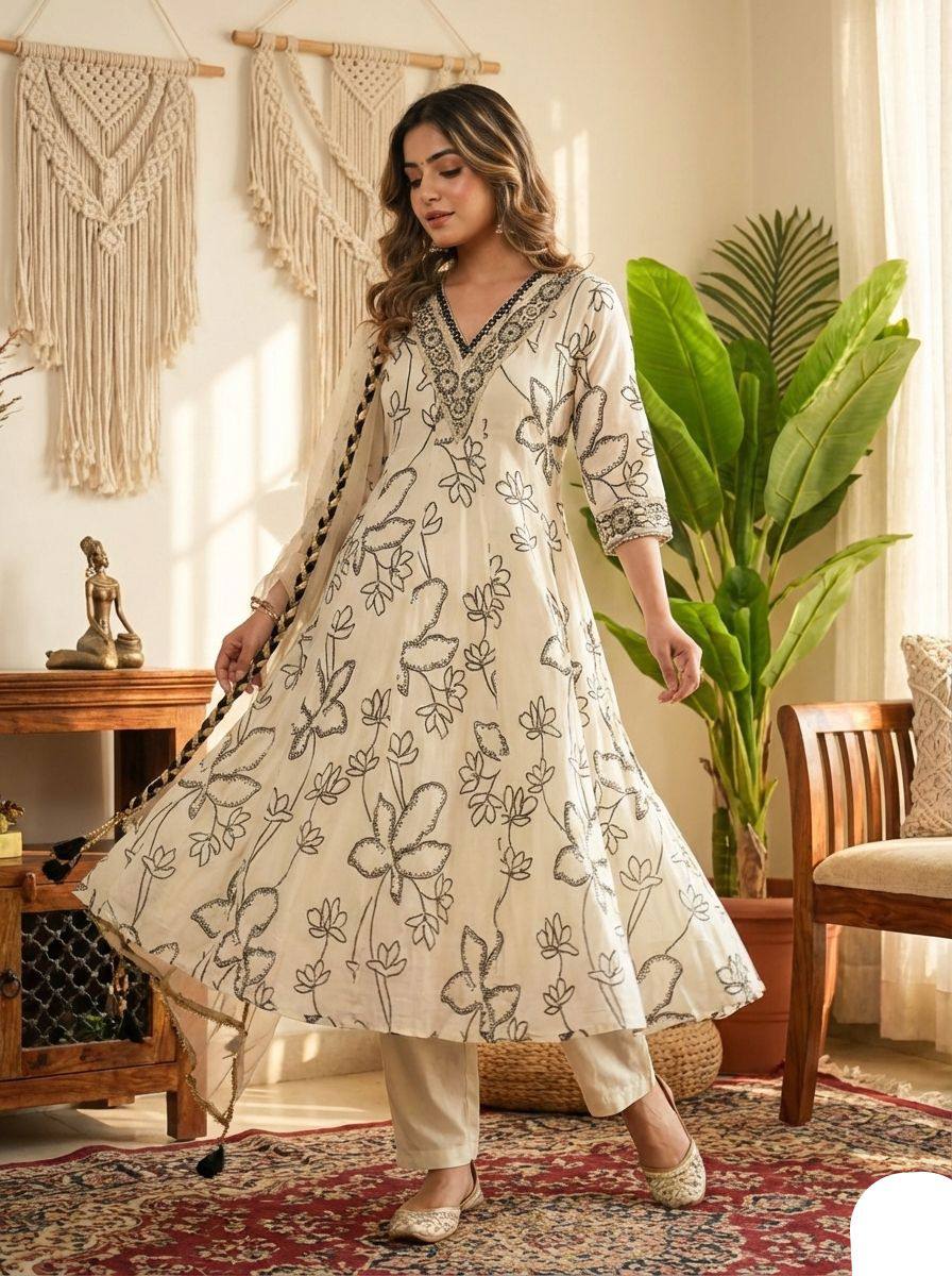 Chanderi Kurti Pant Set | Premium Festive & Occasion Wear