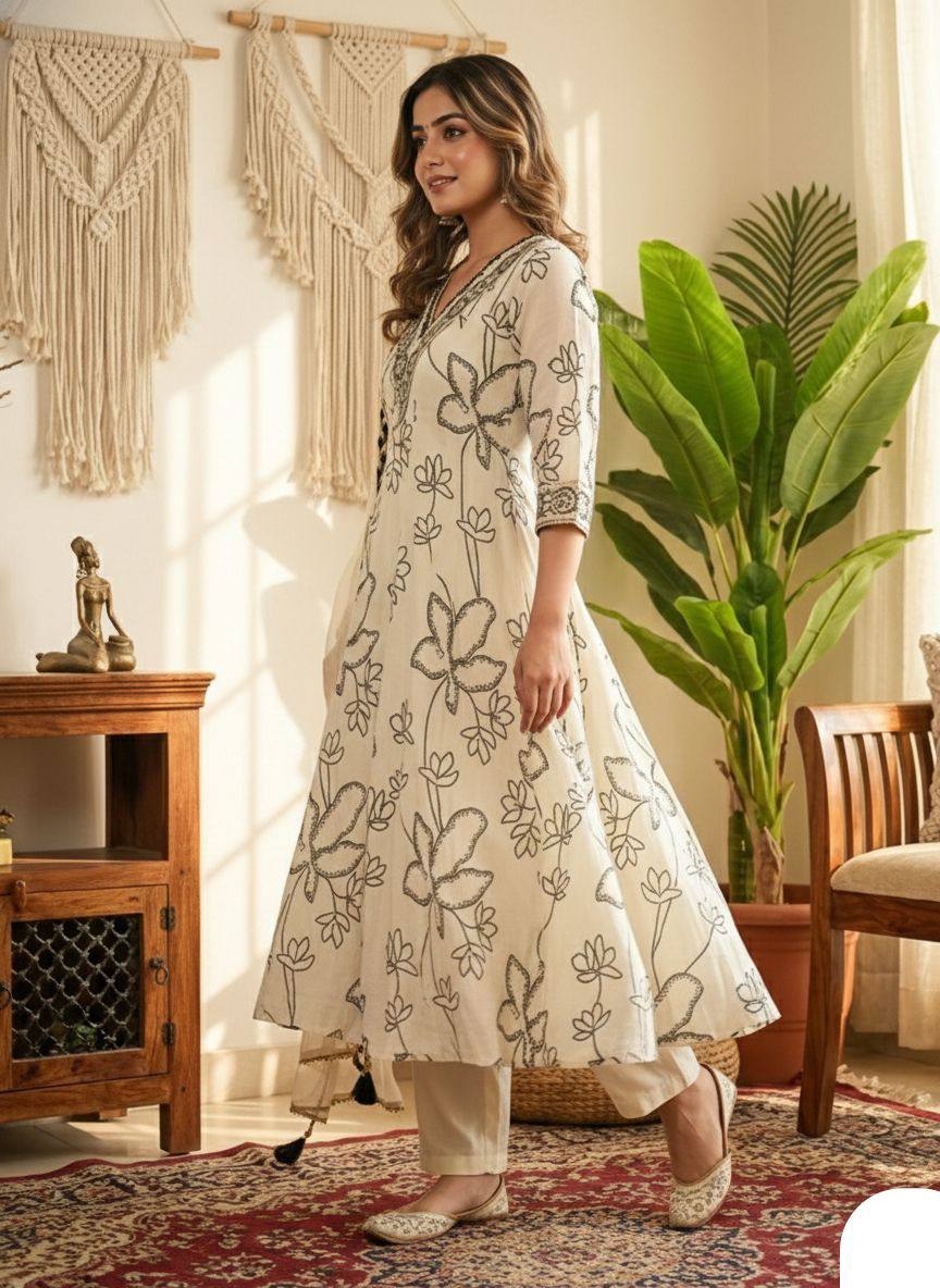 Chanderi Kurti Pant Set | Premium Festive & Occasion Wear